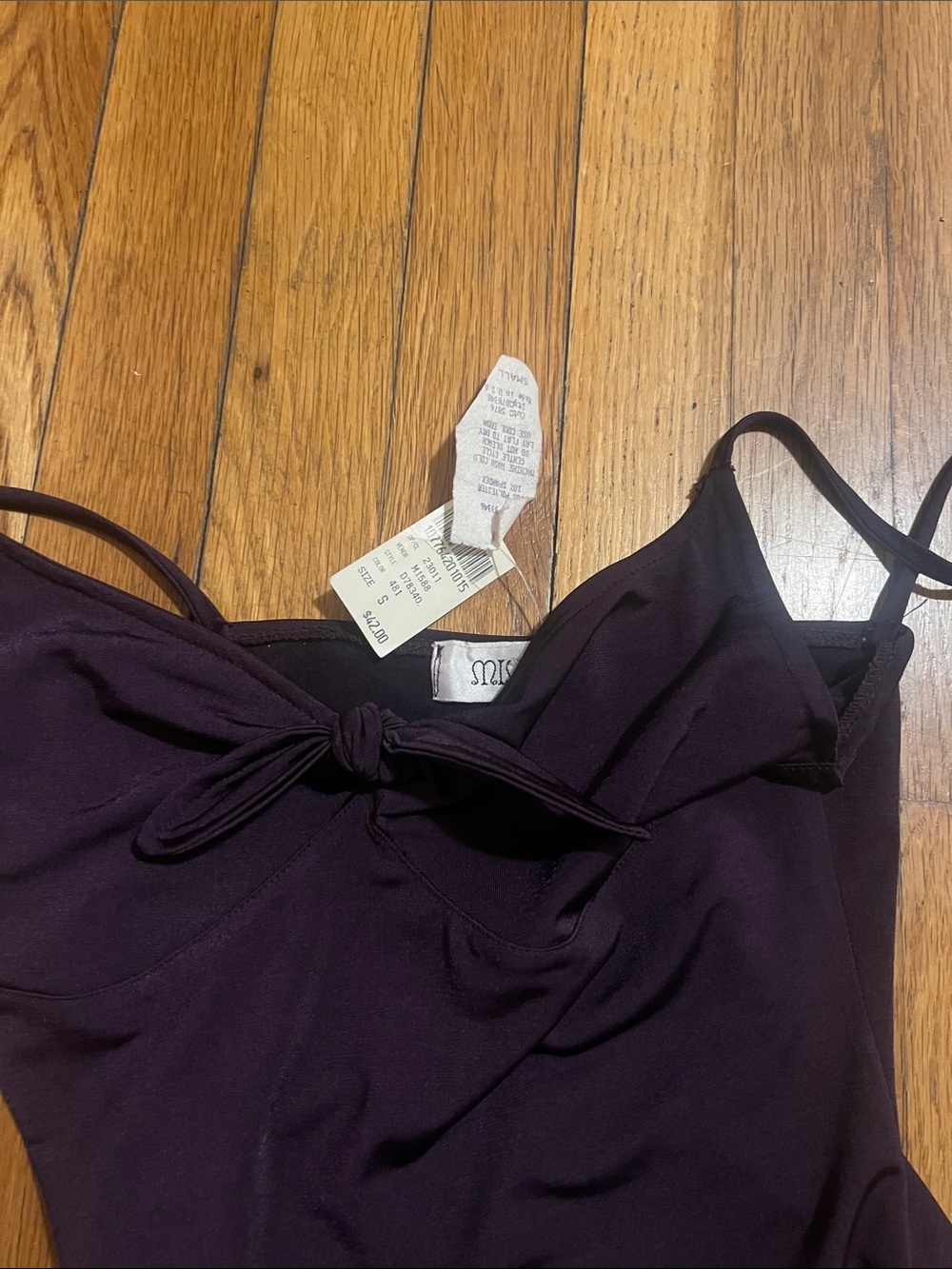 Spaghetti-Strap Plum Ruffle Mini Dress - Picture 2 of 2